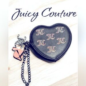 Juicy Couture Heart Shaped Zip Around Wristlet Black NWT!